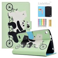 Kindle Fire 7 Case,LittleMax Ultra Slim PU Synthetic Leather Case Flip Stand [Magnetic Closure] Cover for Amazon Kindle Fire 7 5th Gen 2015 Version with 1 Free Stylus-01 Cute Panda&Bear