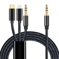 3 in 1 Car Aux Cable, Vappum 3 in 1 Headset Audio Cord Car Stereo Aux Cable Compatible with Google Pixel 3/3XL/2/2XL, OnePlus 7/7Pro/6T, Samsung Galaxy S10/S9, iPhone Xs/XR/8 Plus/7 and More(Black)
