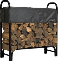 ShelterLogic 4' Adjustable Heavy Duty Outdoor Firewood Rack with Steel Frame Construction and  Water-Resistant Cover