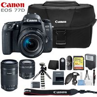 Canon EOS 77D Digital SLR Camera with 18-55mm & 55-250mm Lenses and Basic Kit (International Model)