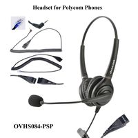 OvisLink Headset Compatible with Polycom Phones Allworx IP Phones | Dual Ear Call Center Headset with 2 Quick Disconnect Cord | HD Voice Quality | 2 Years Manufacture Warranty | Fast &