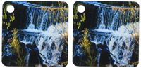 3dRose Fast Moving Waterfall Flowing Over Rocks at Baker Dam in Southern, Utah - Key Chains, 2.25 x 2.25 inches, set of 2 (kc_49677_1)