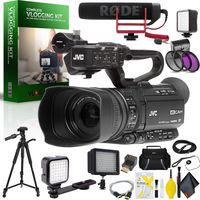 JVC GY-HM250 UHD 4K Streaming Camcorder with Built-in Lower-Thirds Graphics Vlogging Kit Bundle Kit