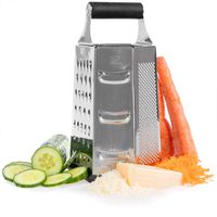 K BASIX Cheese Grater & Shredder - Stainless Steel - 6 Sided Box Grater - Large Grating Surface with Razor Sharp Blades - Perfect to Slice, Grate, Shred & Zest Fruits, Vegetables, Cheeses & More!