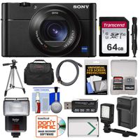 Sony Cyber-Shot DSC-RX100 V A 4K Wi-Fi Digital Camera with 64GB Card + Case + Flash + Video Light + Battery & Charger + Tripod + Kit