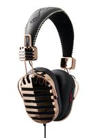 I-MEGO Headphones, Throne Gold, Leather Headband and Soft Pouch, Gold