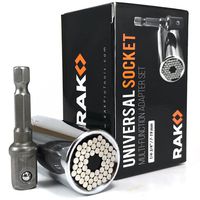 RAK Universal Socket Grip (7-19mm) Multi-Function Ratchet Wrench Power Drill Adapter 2Pc Set - Best Unique Tool Gift for Men, DIY Handyman, Father/Dad, Husband, Boyfriend, Him, Women