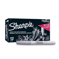 Sharpie Metallic Permanent Markers, Fine Point, Silver, 12 Count