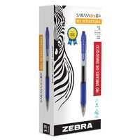 Zebra Pen Sarasa X20 Retractable Gel Ink Pens, Fine Point 0.5mm, Blue, Rapid Dry Ink, 12 Pack (Packaging may vary)