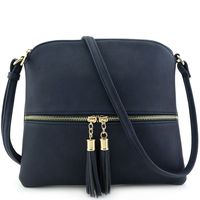 Lightweight Medium Crossbody Bag with Tassel Navy