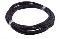 KONMAY 2 Yards 4.0mm Black Genuine Leather Braided Bolo Leather Cord