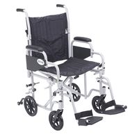 Drive Poly Fly Light Weight Transport Chair Wheelchair with Swing Away Footrests, 20" Seat, Model - TR20
