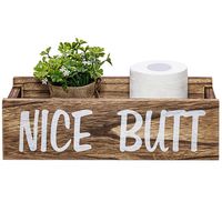 Y&ME YM Nice Butt Bathroom Decor Box, Farmhouse Wooden Bathroom Box, Wooden Rustic Toilet Paper Holder, Funny Home Decor Box for Bathroom, Kitchen, Table and Counter (Brown)