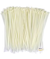 250 Premium Heavy Duty Zip Ties | White Nylon Cable Ties | XGS Wire Ties by APTronix (8 Inch, White)