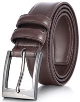 Marino's Men Genuine Leather Dress Belt with Single Prong Buckle - Chocolate Brown - 44
