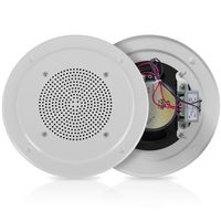 5" Ceiling Wall Mount Speaker - Full Range Woofer Speaker System 100 Volt Transformer Flush Design w/ 90Hz-16kHz Frequency Response 100 Watts Peak & Template for Easy Installation - Pyle PDICS54