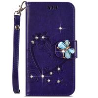 IKASEFU Galaxy Note 9 Case,Shiny butterfly Rhinestone Emboss Love Floral Pu Leather Diamond Bling Wallet Strap Case with Card Holder Magnetic Flip Cover Compatible with Samsung Galaxy Note 9,purple