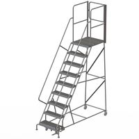 Tri-Arc RWSR109242-XR 9-Step Gateway Rear-Exit Steel Rolling Ladder with 30" Deep Top Platform, Grip Strut Tread with Handrails, 24" Wide Steps