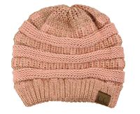 C.C Trendy Warm Chunky Soft Stretch Cable Knit Beanie Skully, Peach Metallic