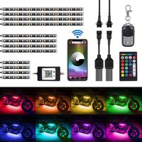 AMBOTHER 12-pc Motorcycle LED Light Kit Strips RGB Waterproof with APP IR RF Wireless Remote Controllers Multi-Color Underglow Neon Ground Effect Atmosphere Lights