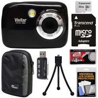 Vivitar ViviCam VX022 Digital Camera (Black) with 32GB Card + Case + Tripod + Kit