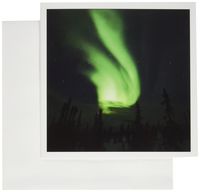 3dRose Northern Lights, Alaska Sky, Alaska, USA Greeting Cards, 6" x 6", Set of 6 (gc_142121_1)