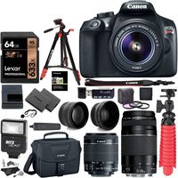 Canon EOS Rebel T6 DSLR Camera Kit, EF-S 18-55mm is II Lens, EF 75-300mm III Lens, RitzGear Wide Angle, Telephoto Lens, 64GB and Accessory Bundle
