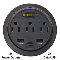 Power Tap Grommet with Hidden Power Center w/ 3 Power and 2 USB
