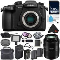 Panasonic Lumix DC-GH5 Mirrorless Micro Four Thirds Digital Camera (Body Only) + Panasonic Lumix G Vario 45-200mm Lens + 128GB Class 10 Memory Card Bundle