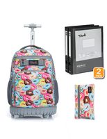 Tilami Rolling Backpack 18 inch Binder and Pencil Case Laptop Backpack, Food