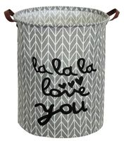 CLOCOR Collapsible Round Storage Bin/Large Storage Basket/Clothes Laundry Hamper/Toy Books Holder (Grey La La)