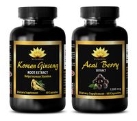 libido Herbal Supplement - Korean Ginseng - ACAIBERRY - Combo - acai Organic - 2 Bottles (60+60 Capsules)