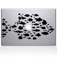 The Decal Guru 0146-MAC-15X-BLA Swim with The Fishes Vinyl Sticker, 15" MacBook Pro (2016 & Newer), Black