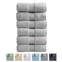 6-Pack Hand Towel Set. 100% Cotton Hand Towels for Bathroom. Absorbent Quick-Dry Plush Bathroom Hand Towels. Cooper Collection. (Hand Towels, Light Grey)