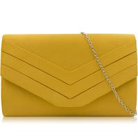 Milisente Evening Bag for Women, Suede Envelope Evening Purses Crossbody Shoulder Clutch Bag (Yellow)
