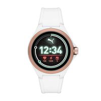PUMA Sport 44mm Heart Rate Smartwatch - White Silicone Band Lightweight Touchscreen