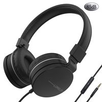 LORELEI L-01 Wied Kids Headphones Children Girls Boys Teens 85DB Volume Limiting with Mic and 3.5mm Socket Compatible Cellphone ipad comptuer MP3/4 (Black)