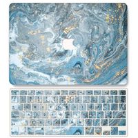 One Micron Case + Keyboard Cover Compatible with MacBook Pro Retina 13 Inch, Plastic Pattern Hard Case Shell Compatible MacBook Pro Retina 13.3 Inch No CD-ROM (Model: A1502/A1425)-Mist Blue Marble