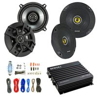 Car Speaker And Amp Combo: 2x Kicker 43CSC5 450-Watt 5-1/4" Inch 2-Way Black Coaxial Speakers + 2x CSC654 600W 6.5" Speakers - Bundle With 400W 4-Channel Bluetooth Amplifier + 8g Amp Installation Kit
