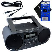 Sony Bluetooth & NFC (Near Field Communications) MP3 CD/CD-R/RW Portable MEGA BASS Stereo Boombox with Digital Radio AM/FM Tuner & USB Playback + Auxiliary Cable & HeroFiber Gentle Cleaning Cloth