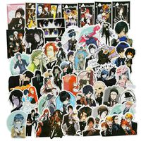 Black Butler Waterproof Stickers/Decals (50 pcs) of Japanese Anime Cartoon for Laptop Skateboard Snowboard Water Bottle Phone Car Bicycle Luggage Guitar Computer PS4 (Butler)