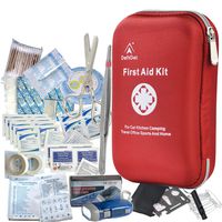 DeftGet First Aid Kit - 163 Piece Waterproof Portable Essential Injuries & Red Cross Medical Emergency Equipment Kits : for Car Kitchen Camping Travel Office Sports and Home
