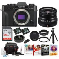 Fujifilm X-T30 Mirrorless Camera Body (Black) with XF 16mm F2.8 WR Wide Angle Lens Accessory Bundle + Sandisk 128GB Ultra UHS-I + 2 NP-W126 & Dual Charger +Tripod + Deluxe Photo Software Bundle