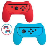 Beastron Grips Compatible with Nintendo Switch Joy Cons, Wear-Resistant Handle, 2 Pack (Red & Blue)