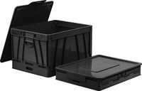 Storex Collapsible Crate with Lid, 17.25 x 14.25 x 10.5 Inches, Black, Case of 2 (STX61809U02C)