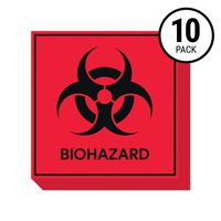 Biohazard Stickers Signs (Pack of 10) | Decals for Labs, Hospitals, and Industrial Use