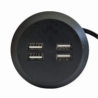 Pwr Plug Power Grommet for Desk Office Furniture Fits 2"- 2.5" Standard Grommet Hole 4 Ports USB Hub Adapter ETL Listed (4XUSB - Black/Round)