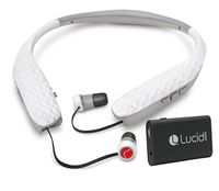 Lucid Audio Amped HearBand and Wireless TV Streamer - Bluetooth Neckband Earbuds - White/Gray, Standard