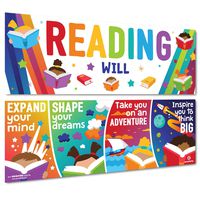 Sproutbrite Classroom Decorations - Reading Banner and Poster for Teachers - Bulletin Board and Wall Decor for Pre School, Elementary and Middle School