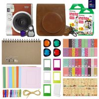 Fujifilm Instax Mini 90 Neo Classic Instant Film Camera (Brown) with 40 Instant Film + MiniMate Accessory Bundle. PU Leather Case, Frames, Retro Photo Album, Selfie Lens, Colored Filters and More